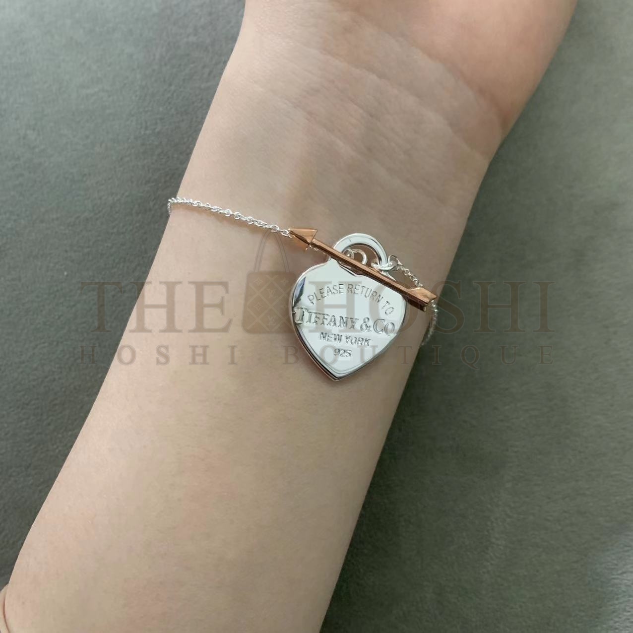 T*f*ny New Large Heart Arrow Chunky Necklace Bracelet Master Quality