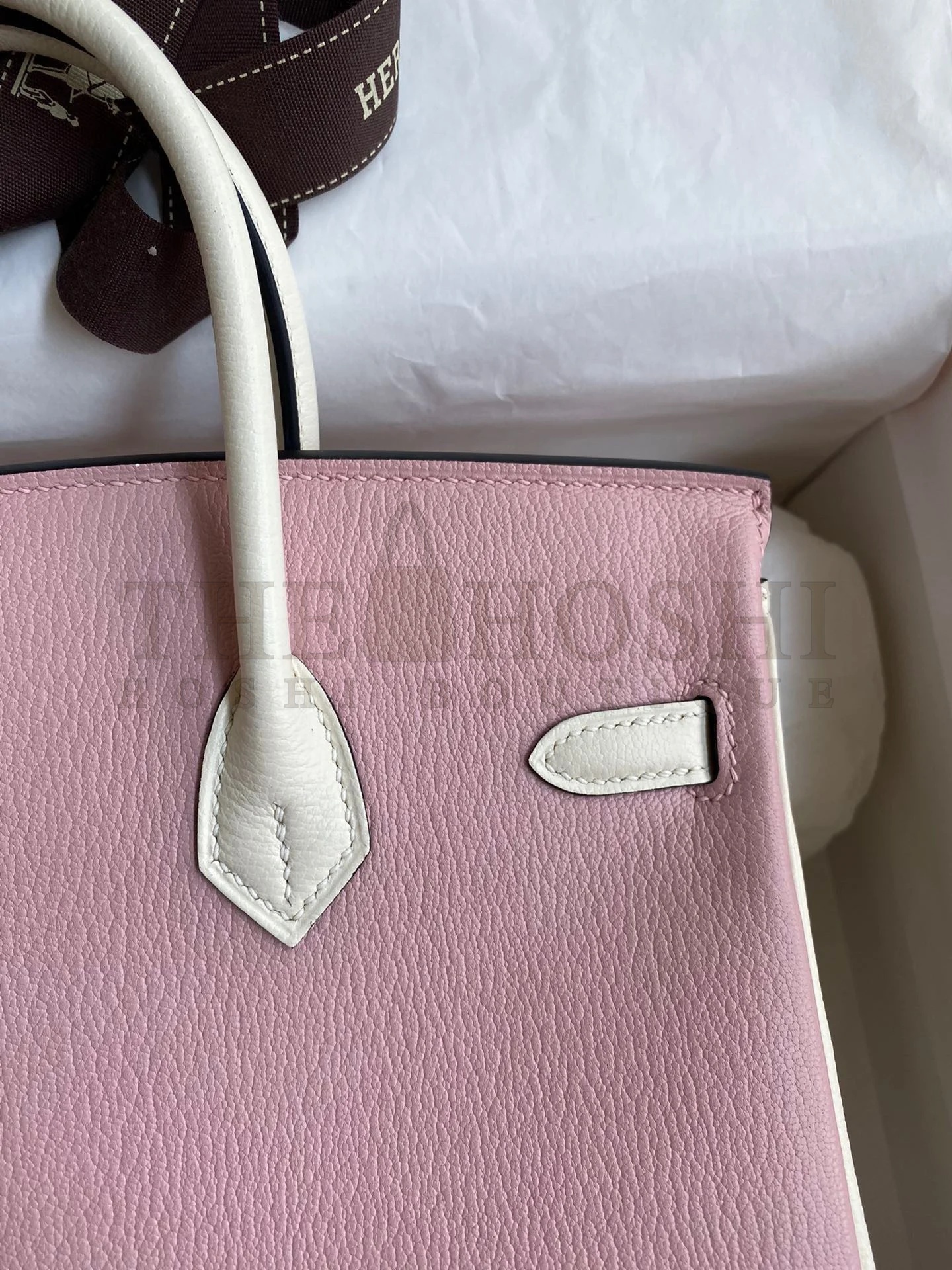 H**me5 HSS Birkin 25 Bicolor Bag in Pink and Craie Chevre Mysore Leather Master Quality