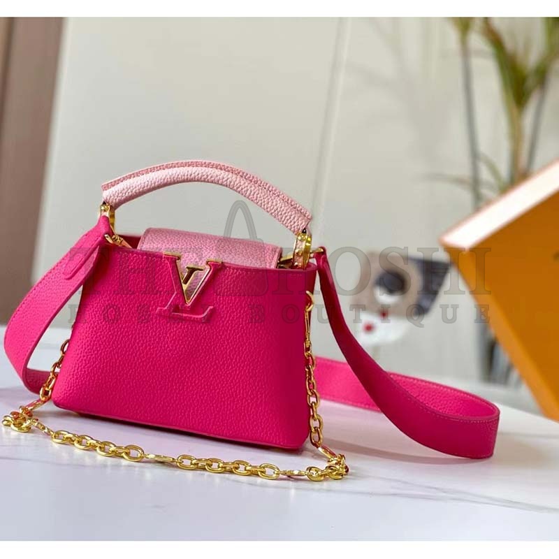 L0vis Vvtt0n LV Women Capucines Mini Handbag Rose Pink Taurillon Leather Master Quality