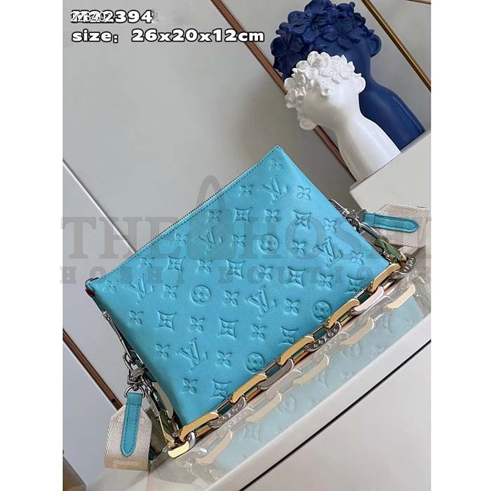 L0vis Vvtt0n LV Women Coussin PM Handbag Azure Blue Lambskin Calfskin Master Quality