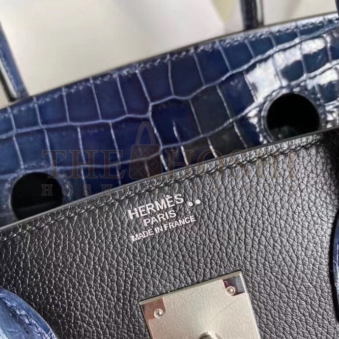H**me5 Noir Touch Birkin 30cm Bag Shiny Niloticus Crocodile Skin Master Quality