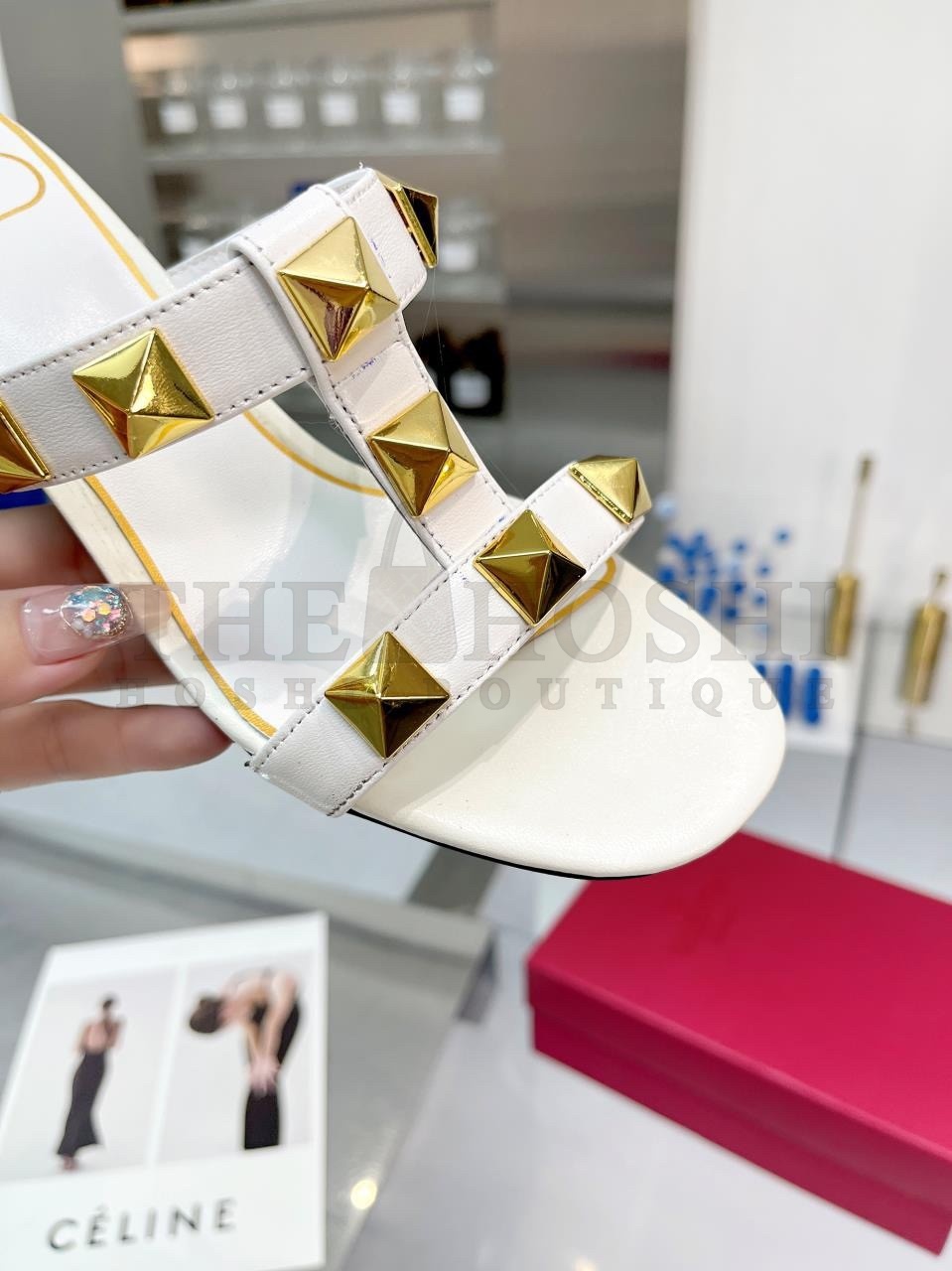 Va1e*ntin0 Roman Stud Slide Sandals 60mm In White Calfskin Master Quality