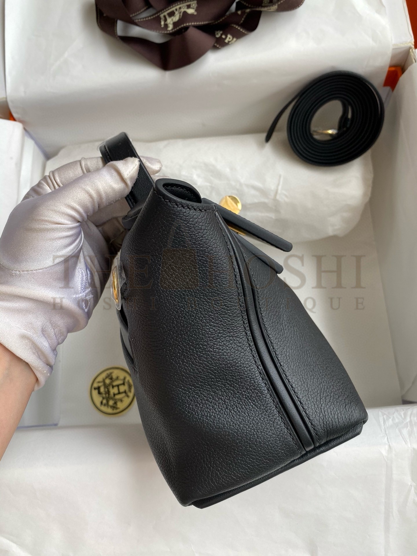 H**me5 24/24 Mini 21 Handmade Bag in Black Evercolor Leather Master Quality