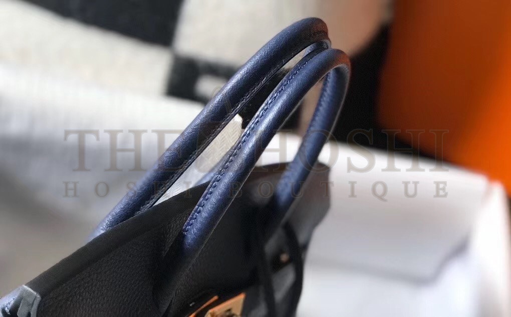H**me5 Birkin 25 Bag In Navy Blue Clemence Leather with GHW Master Quality
