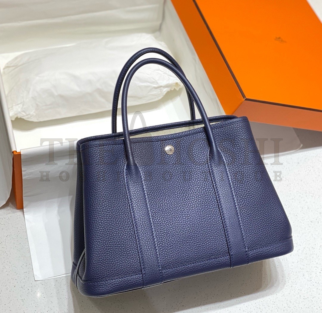 H**me5 Garden Party 30 Bag In Blue Saphir Taurillon Leather Master Quality