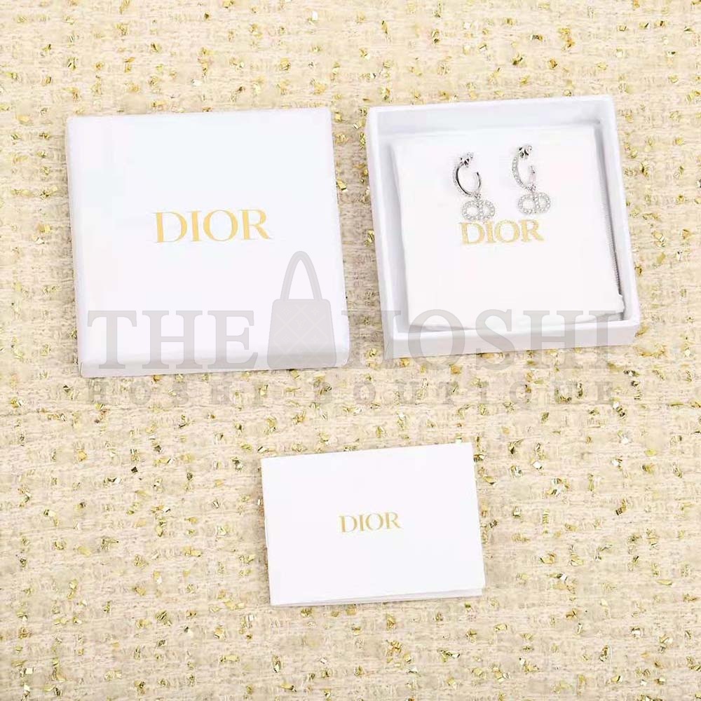 D10r Women Clair D Lune Earrings Silver-Finish Metal and Silver-Tone Crystals Master Quality