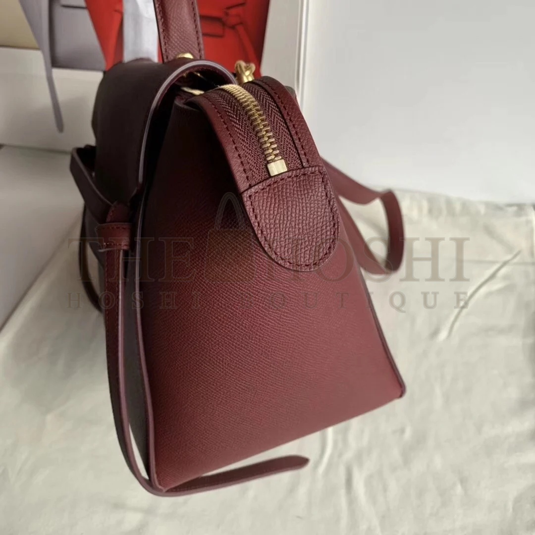Ce1i*e Belt Mini Bag In Bordeaux Grained Calfskin Master Quality