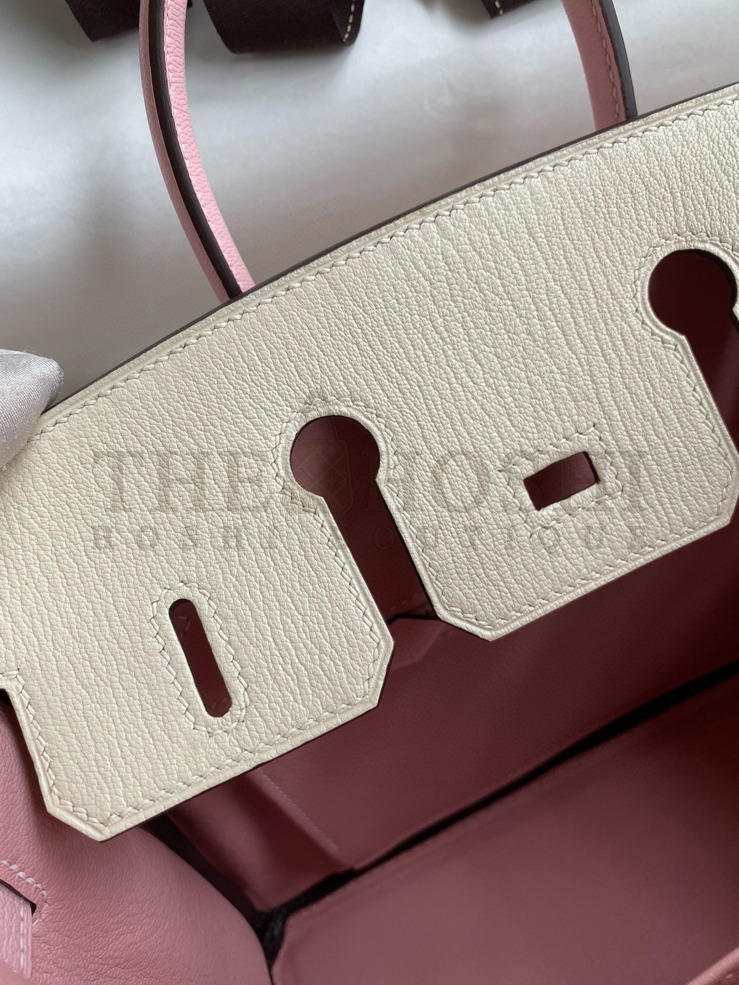 H**me5 HSS Birkin 25 Bicolor Bag in Craie and Pink Chevre Mysore Leather Master Quality