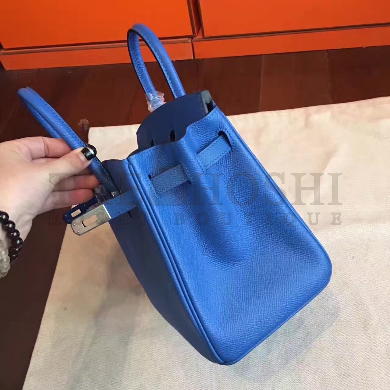 H**me5 Blue Birkin 25cm Epsom Handmade Bag Master Quality