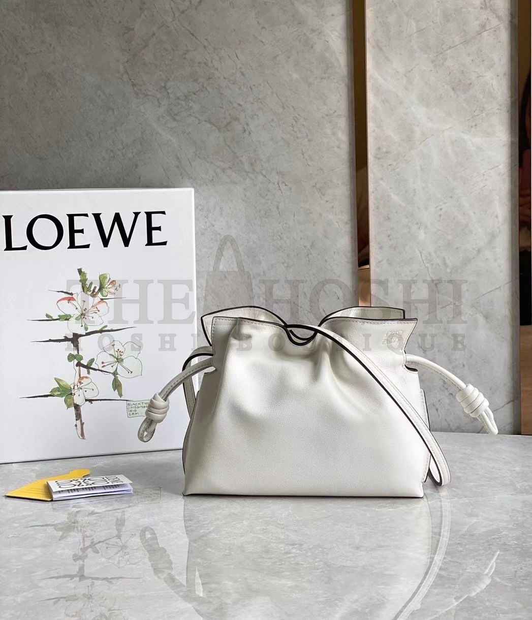L0ew* Mini Flamenco Clutch Bag In White Calfskin Master Quality