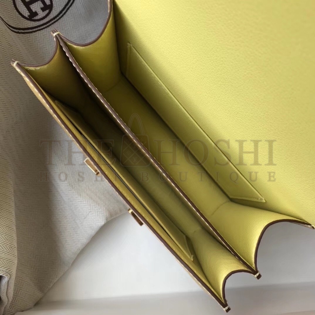 H**me5 Constance 18cm Bag In Jaune Poussin Embossed Crocodile Master Quality