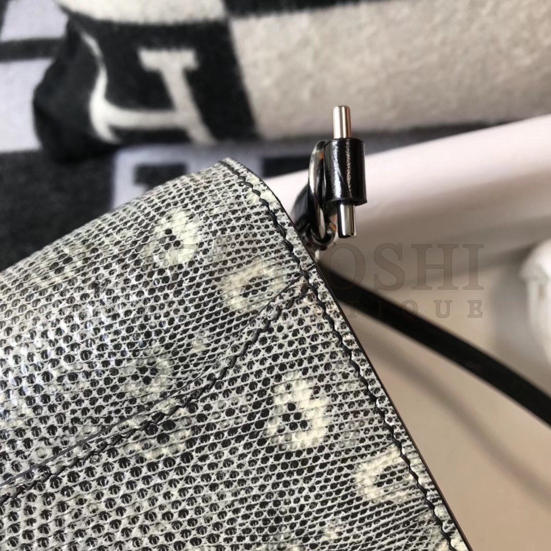 H**me5 Roulis Mini Bag In Black Crocodile With Natural Lizard Master Quality