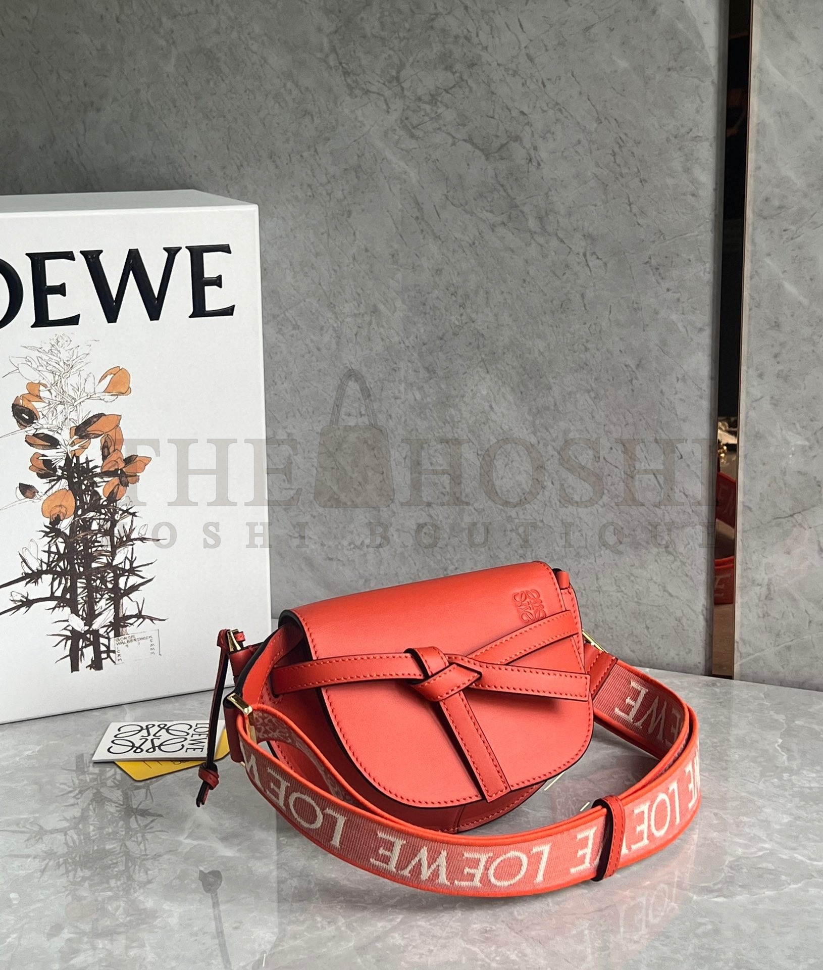 L0ew* Gate Dual Mini Bag in Sunrise Orange Calfskin Master Quality