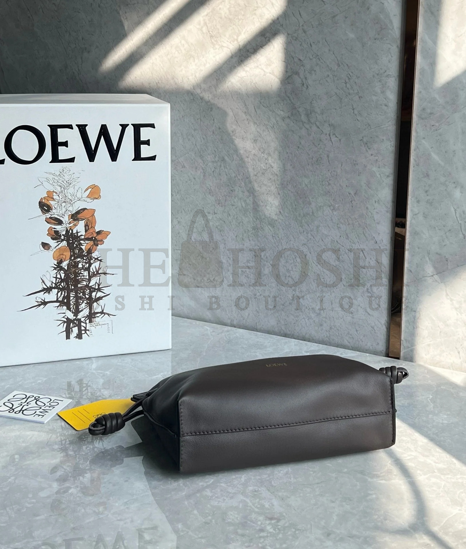 L0ew* Mini Flamenco Clutch Bag in Chocolate Nappa Calfskin Master Quality