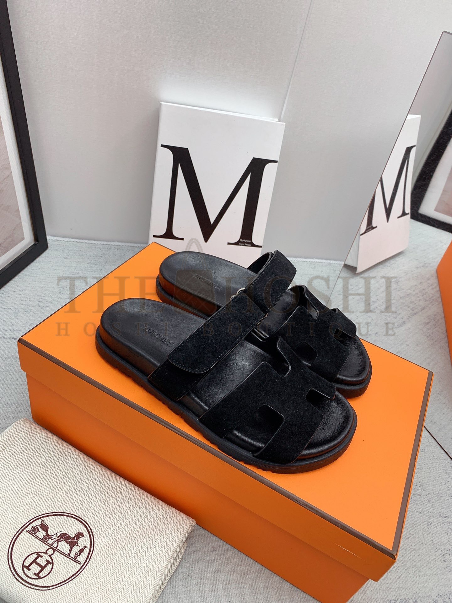 H**me5 Chypre Sandals in Black Suede Calfskin Master Quality