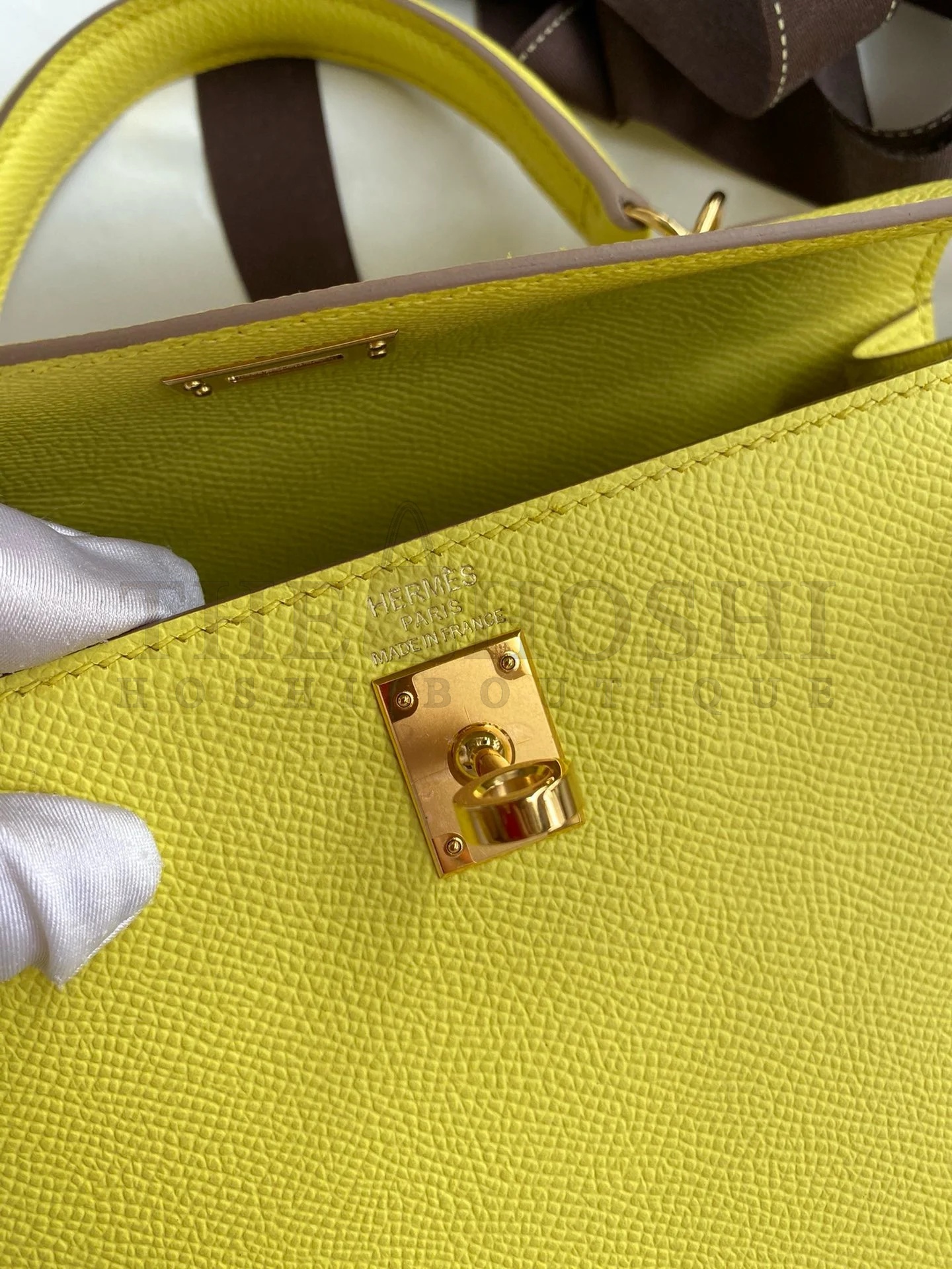 H**me5 Kelly Sellier 28 Handmade Bag In Lime Epsom Calfskin Master Quality