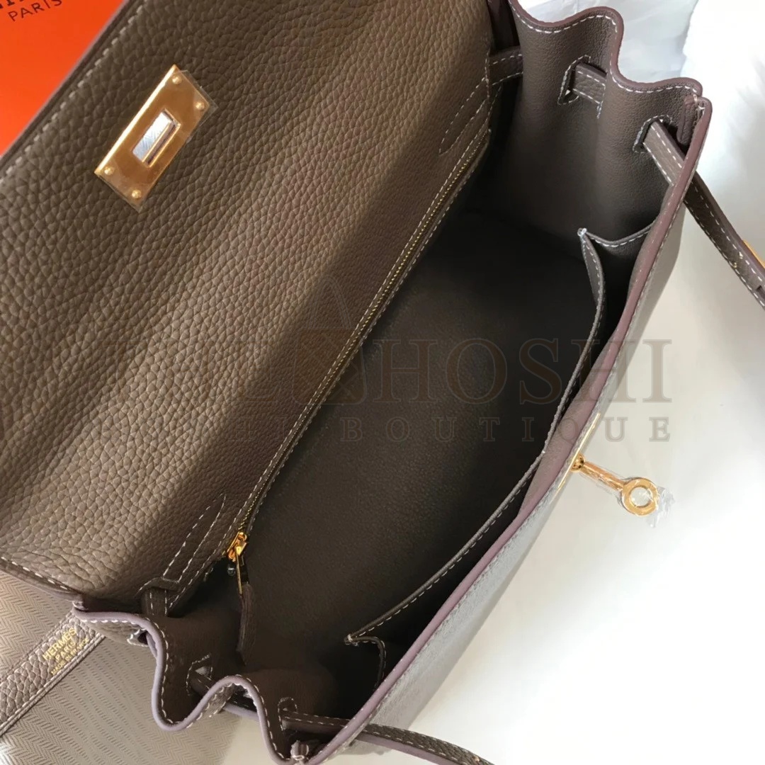 H**me5 Kelly 32cm Retourne Bag in Taupe Clemence Leather GHW Master Quality