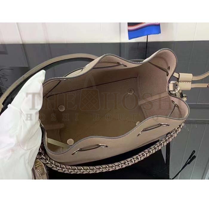 L0vis Vvtt0n LV Women Bella Bucket Bag Gray Mahina Perforated Calfskin Leather Master Quality
