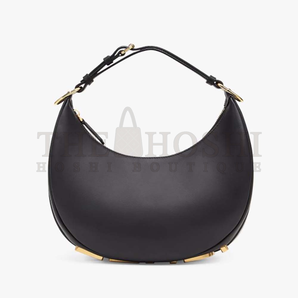 F**di Women F**digraphy Small Black Leather Bag-Black size:24.5 cm Master Quality
