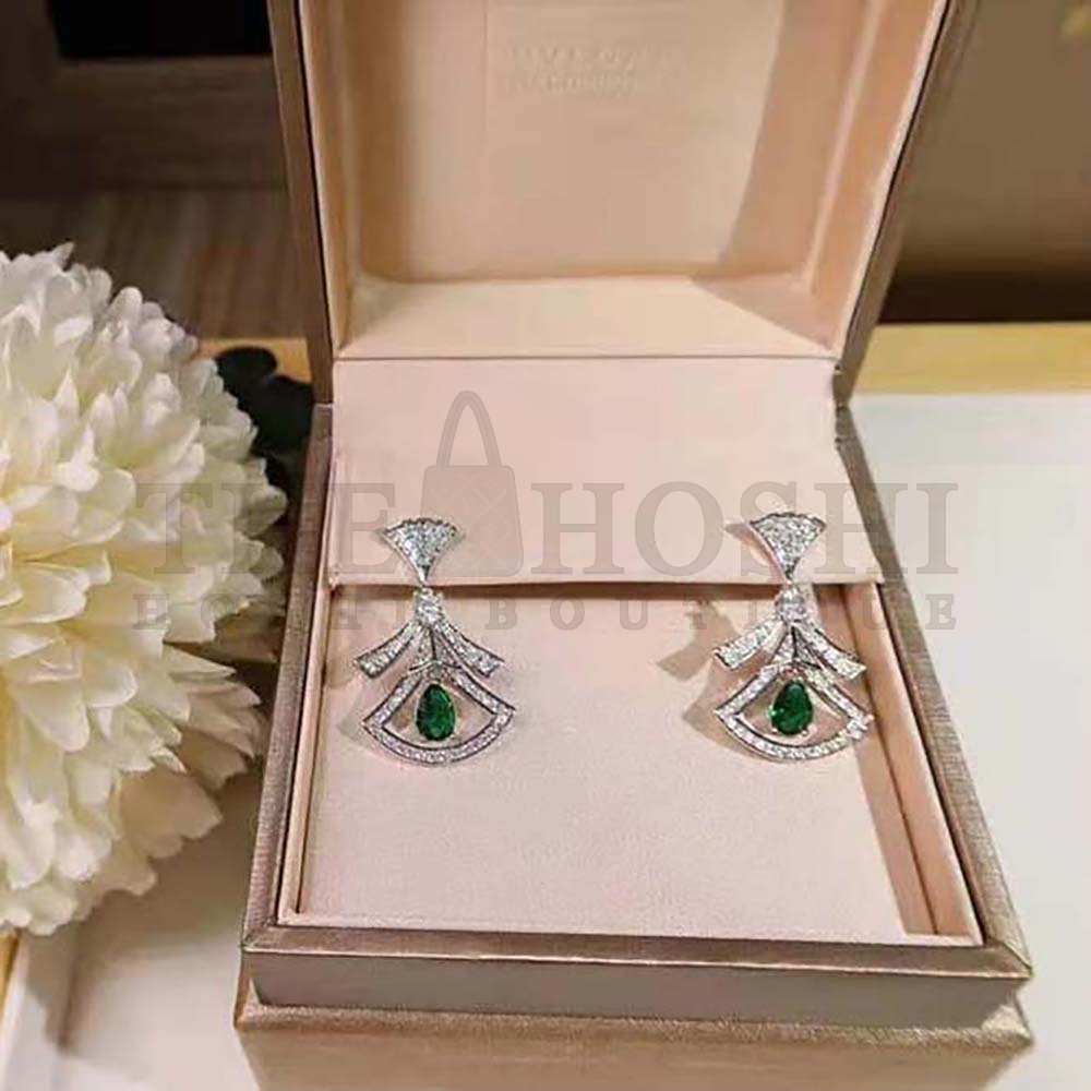 Bv1g*ai Women Divas Dream 18 KT White Gold Openwork Earrings Master Quality