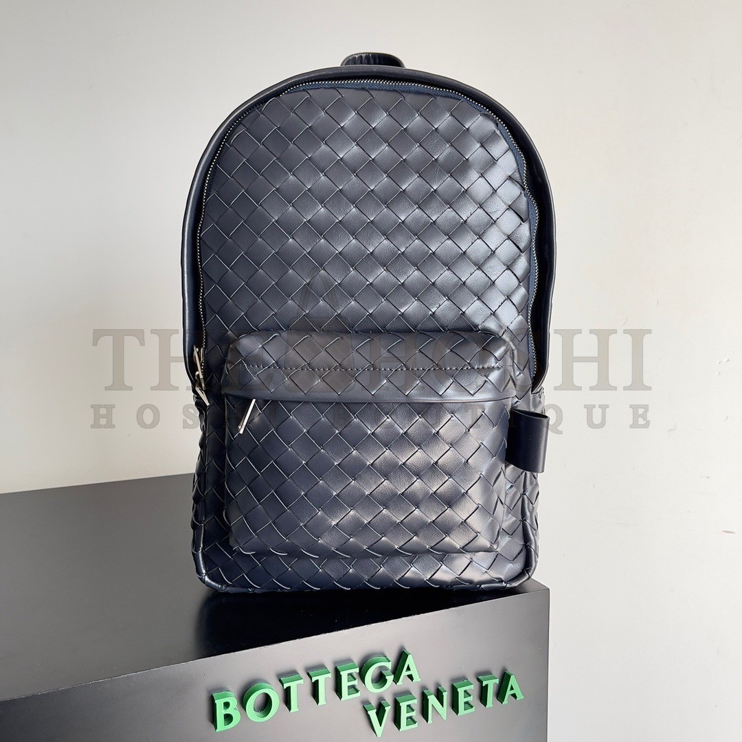 B0tt*ga Ven*ta Small Backpack In Dark Blue Intrecciato Calfskin Master Quality