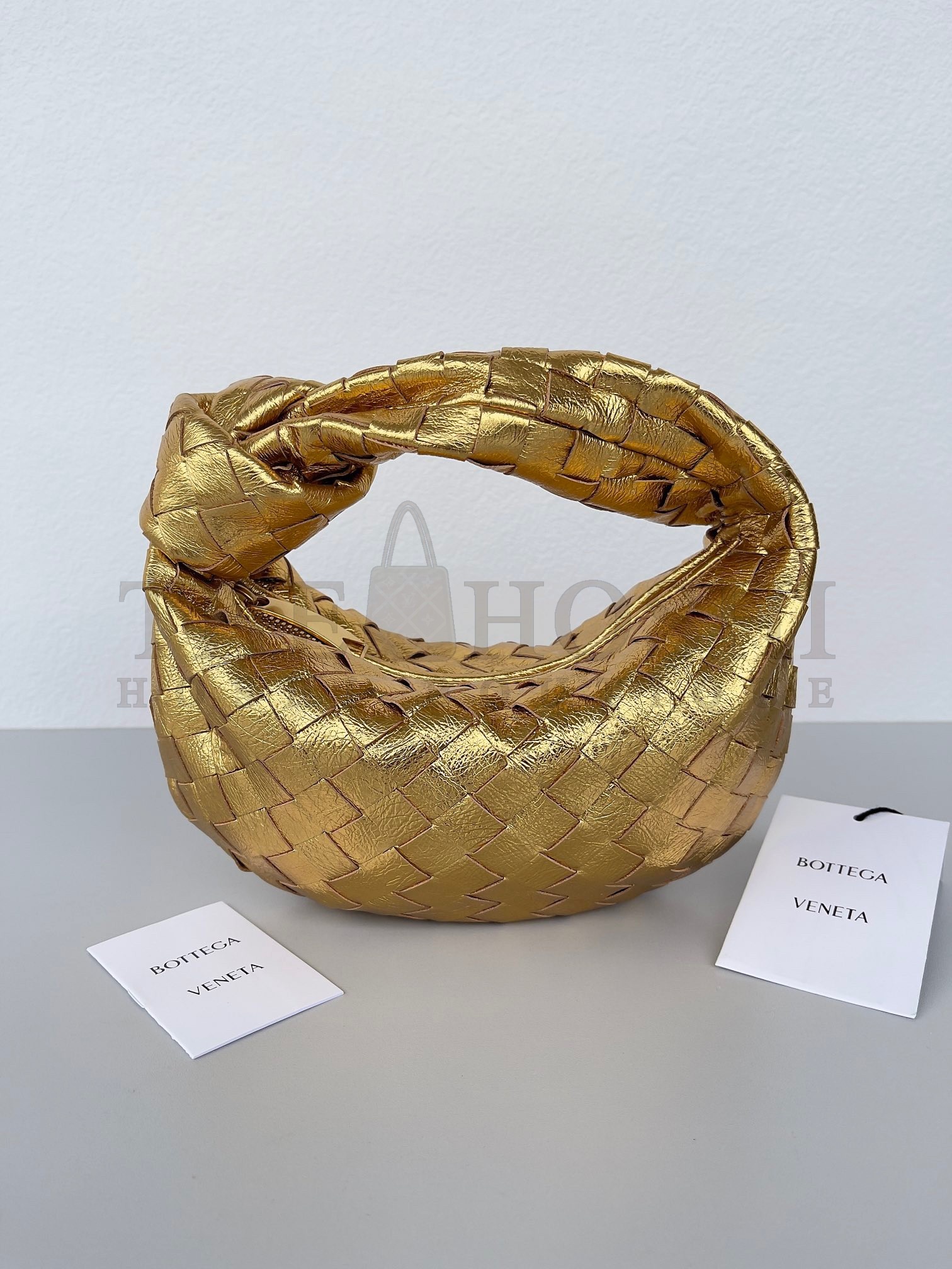 B0tt*ga Ven*ta BV Jodie Mini Bag In Gold Metallic Intrecciato Leather Master Quality