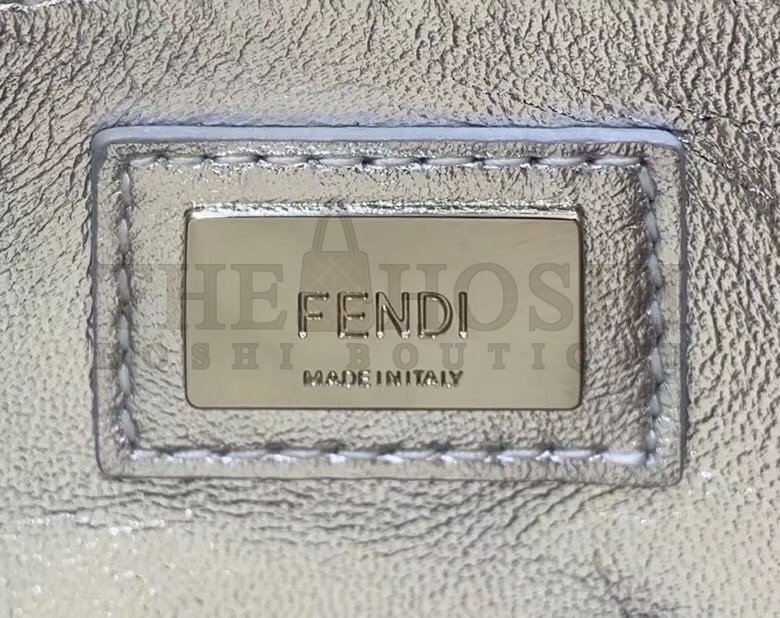 F**di Peekaboo Mini Bag In Silver Metallic Lambskin Master Quality