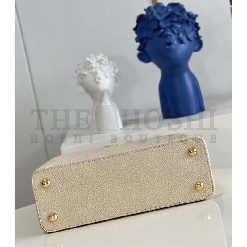 L0vis Vvtt0n LV Women Capucines MM Handbag Yellow Beige Taurillon Leather Canvas Master Quality