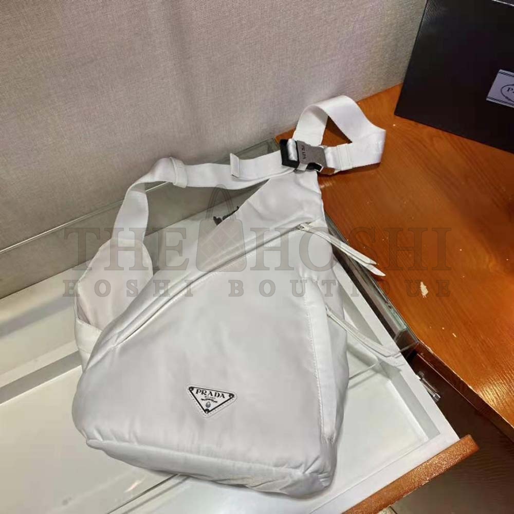 Pra*a Unisex Re-Nylon and Leather Backpack-White Master Quality