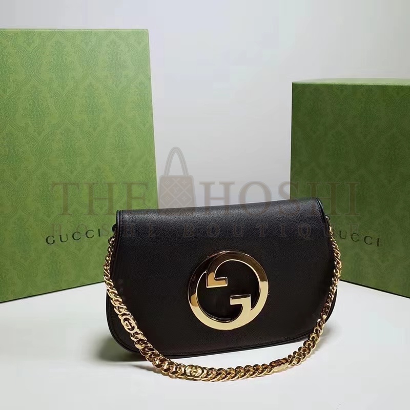 Gvc*1 Women GG Blondie Shoulder Bag Black Leather Round Interlocking G Master Quality