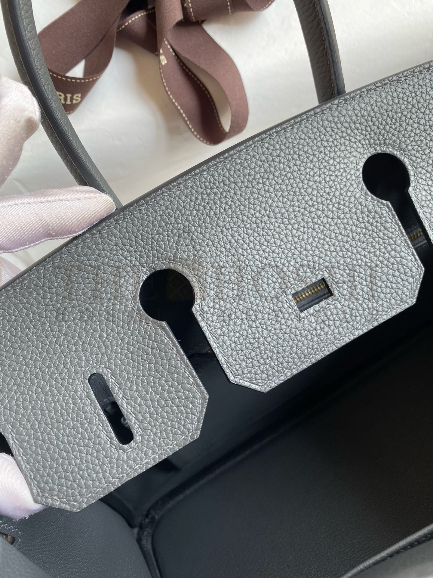 H**me5 Birkin 30 Retourne Handmade Bag In Ardoise Clemence Leather Master Quality