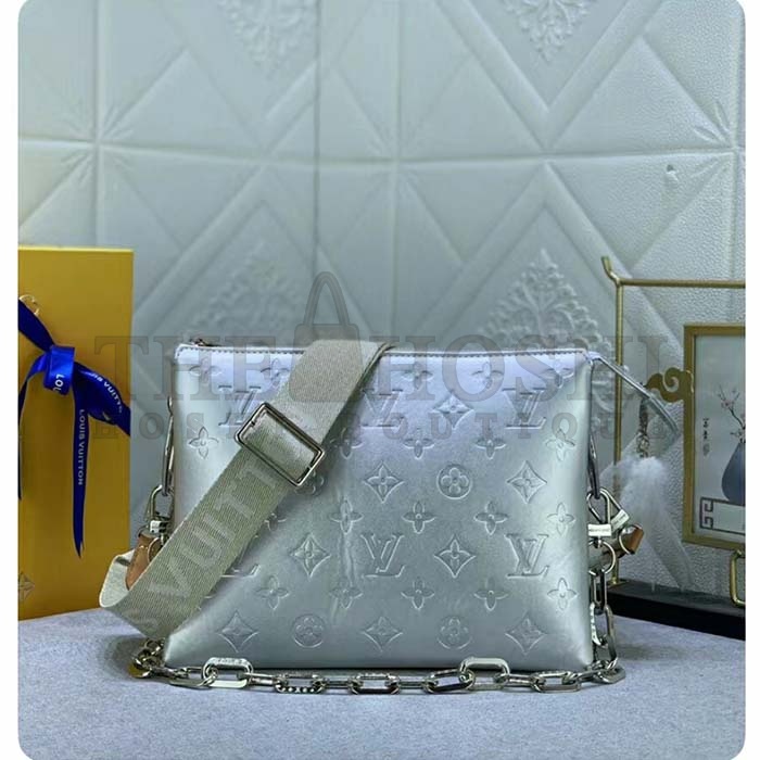 L0vis Vvtt0n LV Women Coussin PM Handbag Silver Lambskin Cowhide Lining Zip Closure Master Quality
