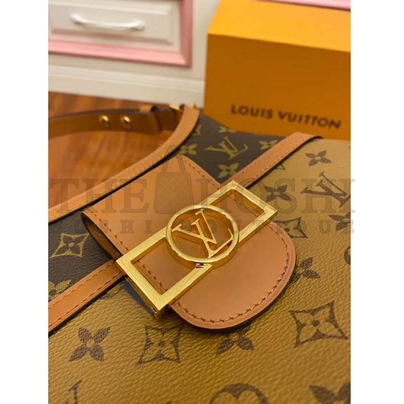 L0vis Vvtt0n LV Women Hobo Dauphine PM Handbag Monogram Reverse Canvas Master Quality