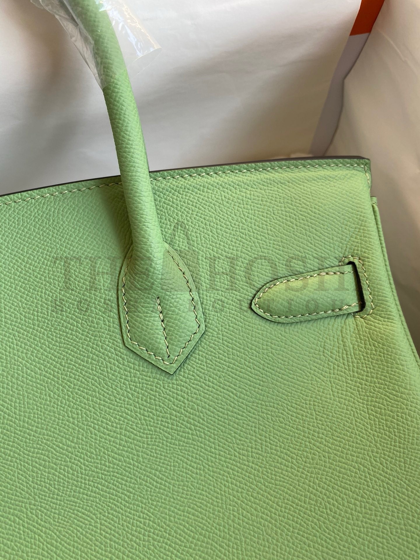 H**me5 Birkin 30 Retourne Handmade Bag In Vert Cypres Epsom Calfskin Master Quality