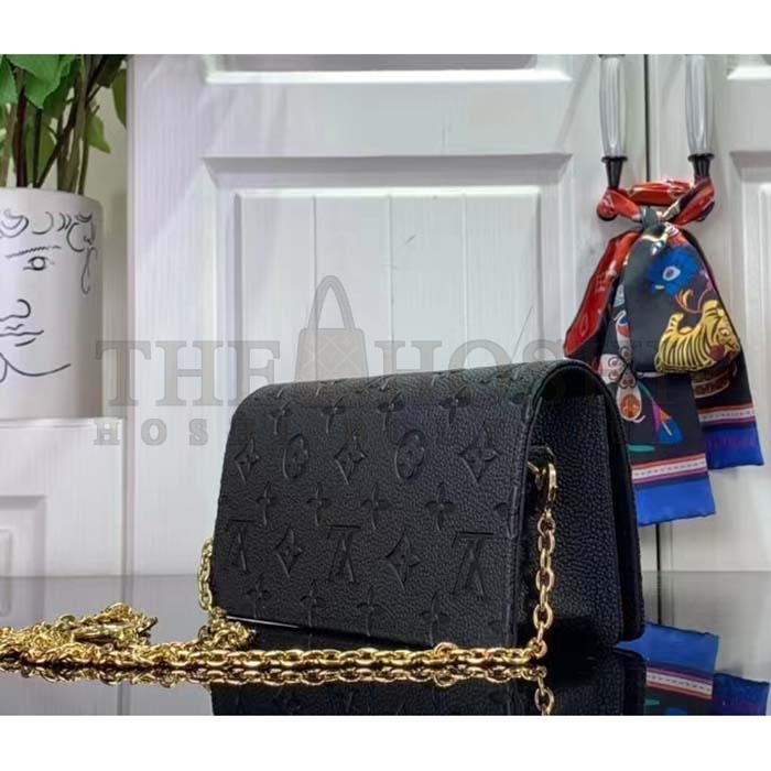 L0vis Vvtt0n LV Women Wallet On Chain Lily Black Monogram Empreinte Embossed S*pple Grained Cowhide Leather Master Quality