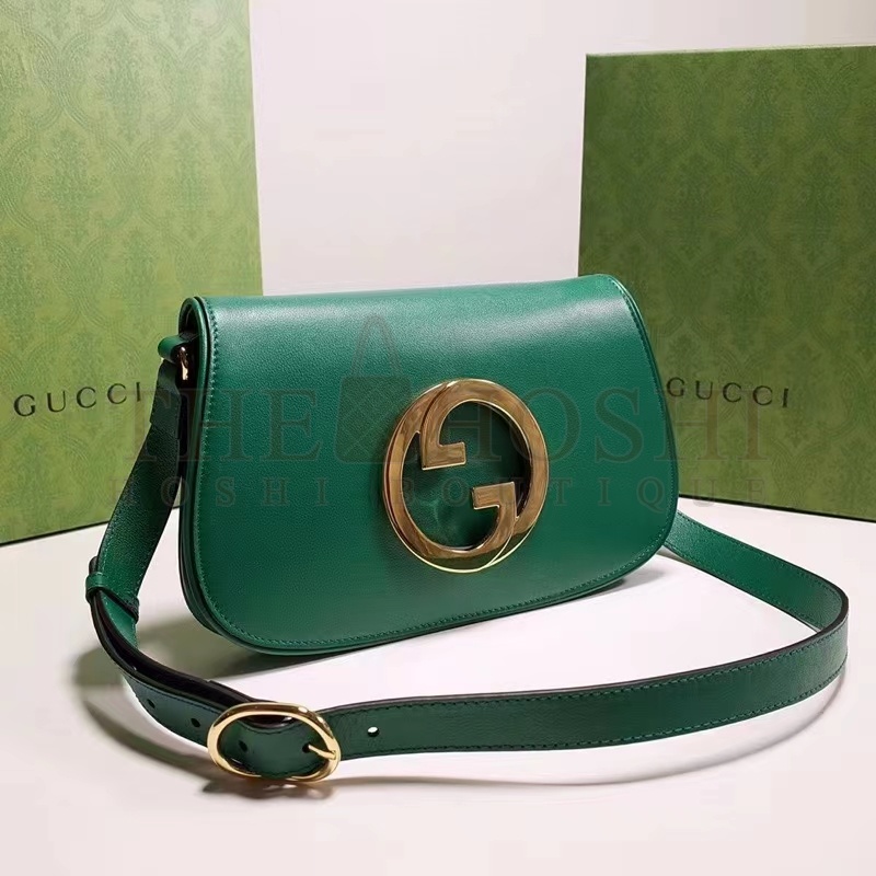 Gvc*1 Women GG Blondie Shoulder Bag Emerald Green Leather Round Interlocking G Master Quality