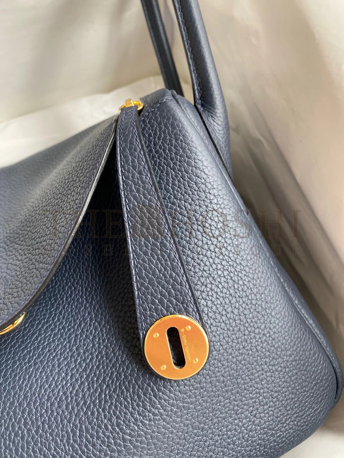 H**me5 Lindy 30 Handmade Bag In Blue Nuit Clemence Leather Master Quality