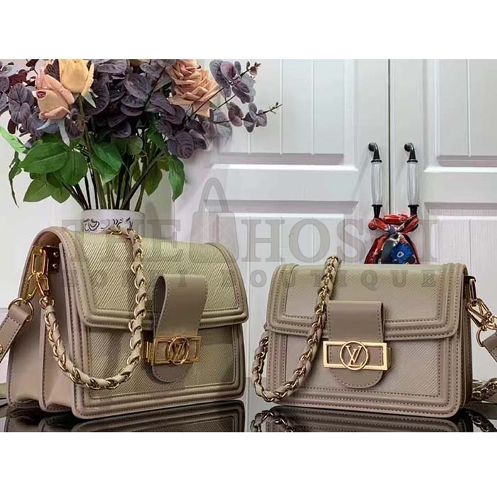 L0vis Vvtt0n LV Women Mini Dauphine Handbag Poivre Brown Epi Grained Cowhide Leather Master Quality