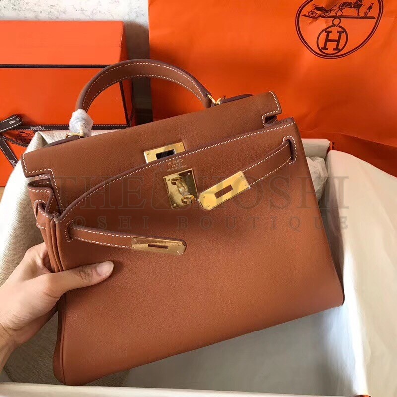 H**me5 Gold Swift Kelly 28cm Handmade Bag Master Quality