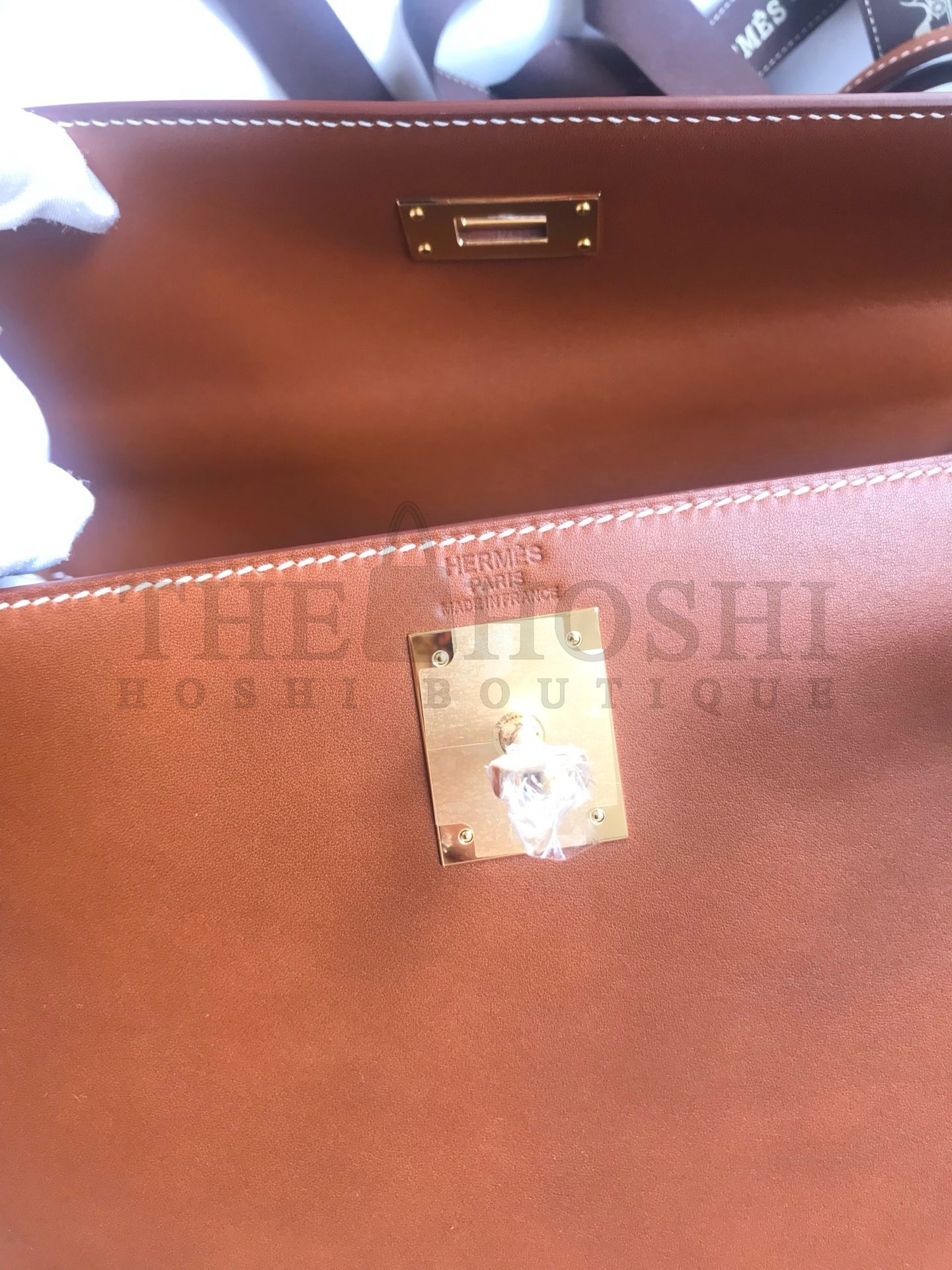 H**me5 Kelly Sellier 28 Handmade Bag In Gold Barenia Calfskin Master Quality