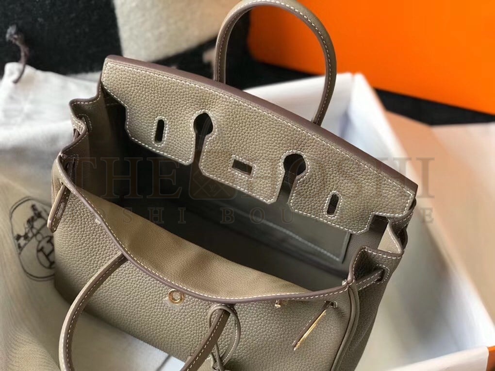 H**me5 Birkin 25 Bag In Taupe Clemence Leather with GHW Master Quality