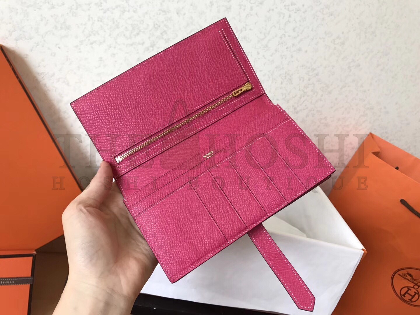 H**me5 Peach Epsom Bearn Gusset Wallet Master Quality