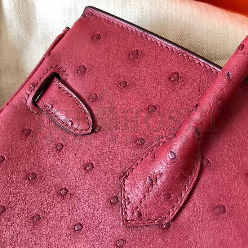 H**me5 Ruby Birkin 30cm Ostrich Handmade Bag Master Quality