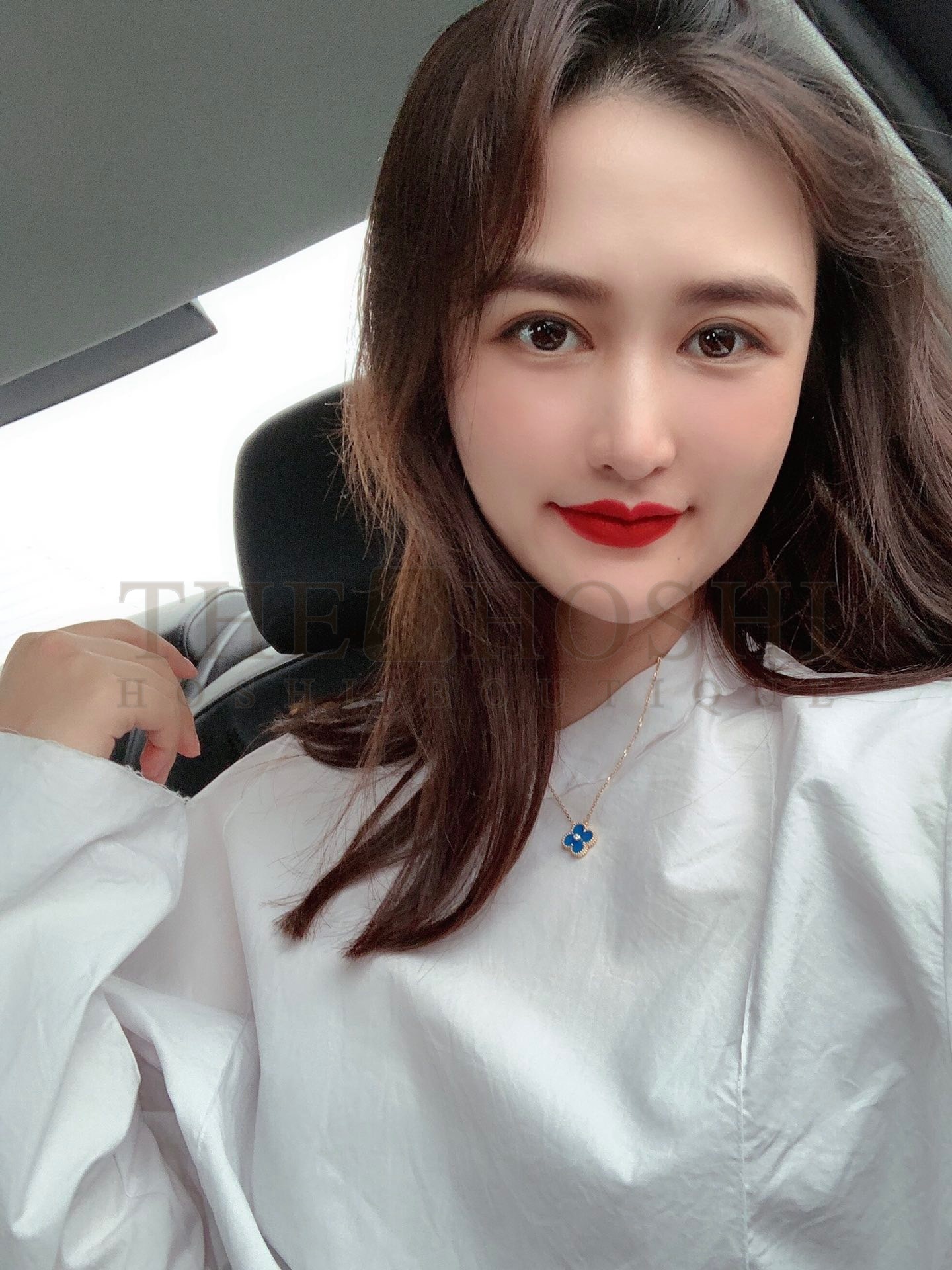 V*n Cl**f & Arpels Blue Agate Clover Necklace with D1am0nds, Vintage Alhambra pendant Master Quality