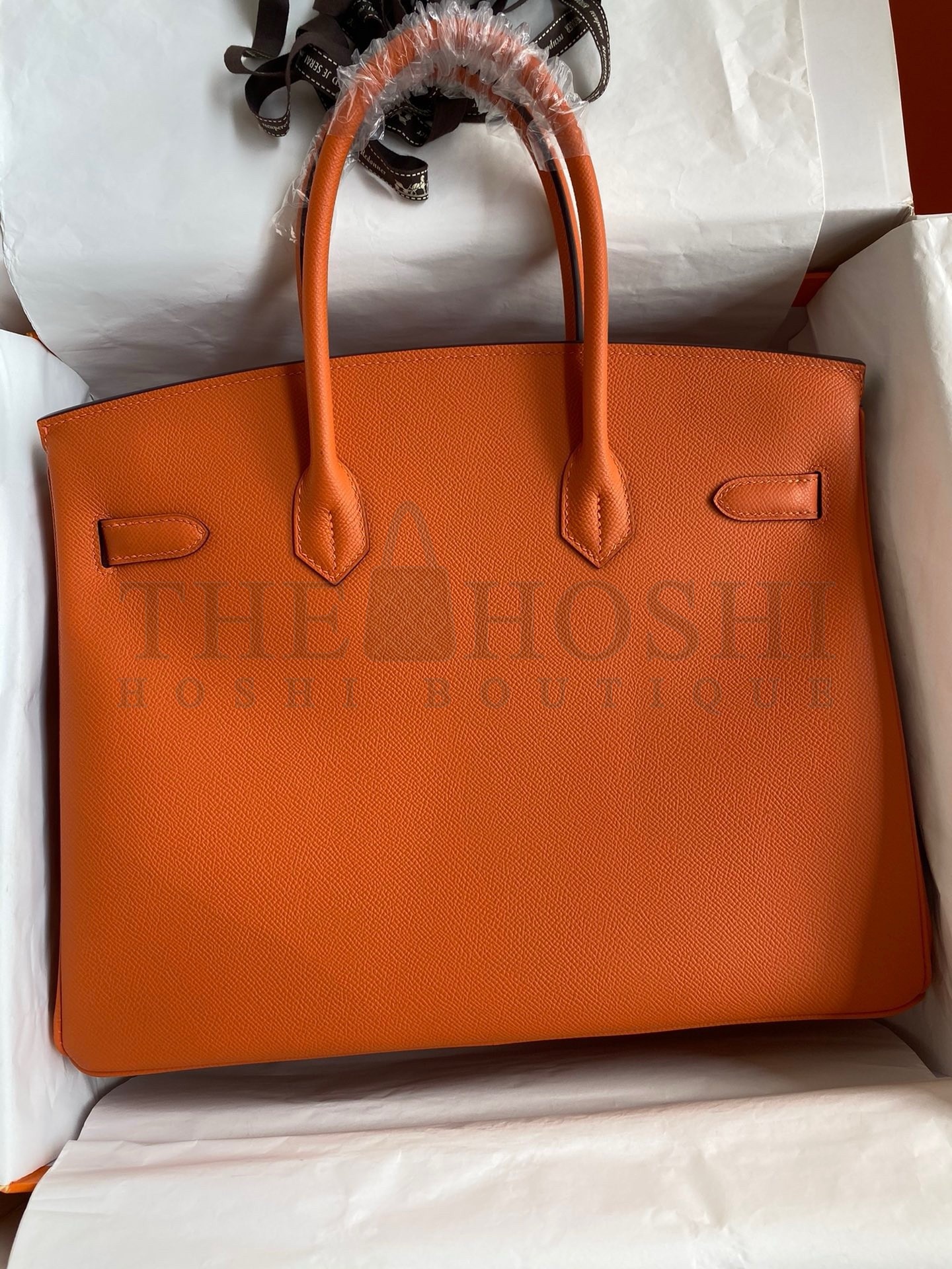H**me5 Birkin 35 Retourne Handmade Bag in Orange Epsom Calfskin Master Quality