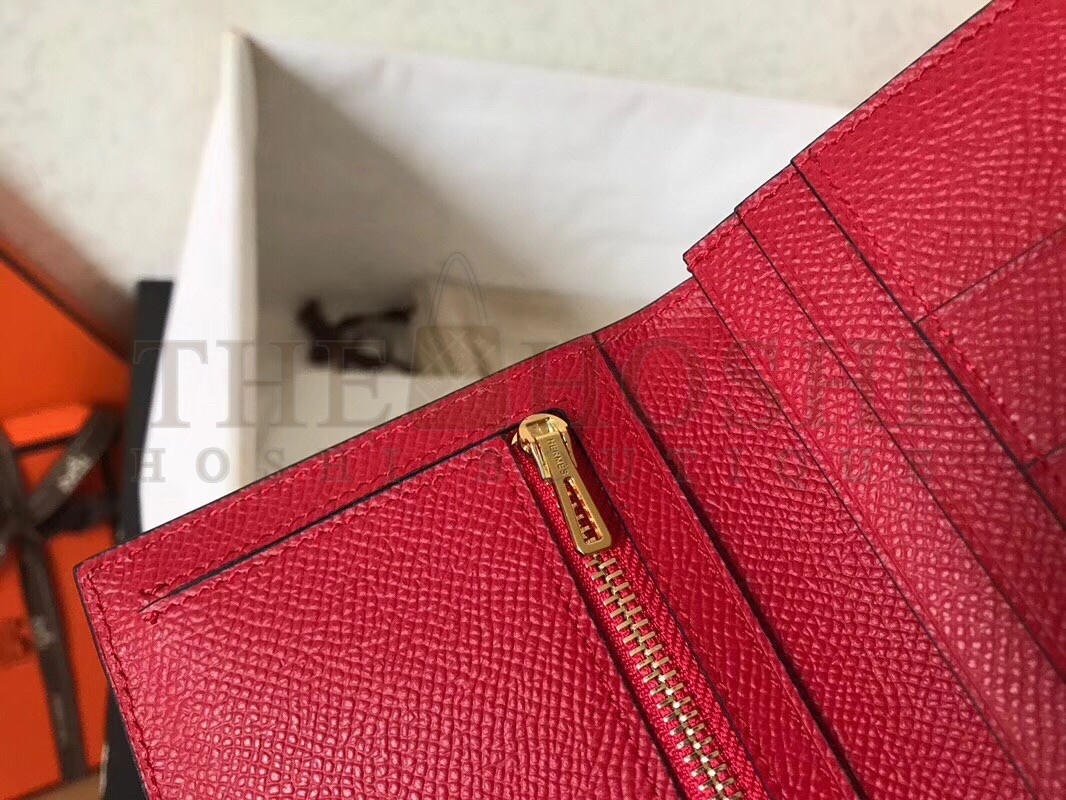 H**me5 Red Epsom Bearn Gusset Wallet Master Quality