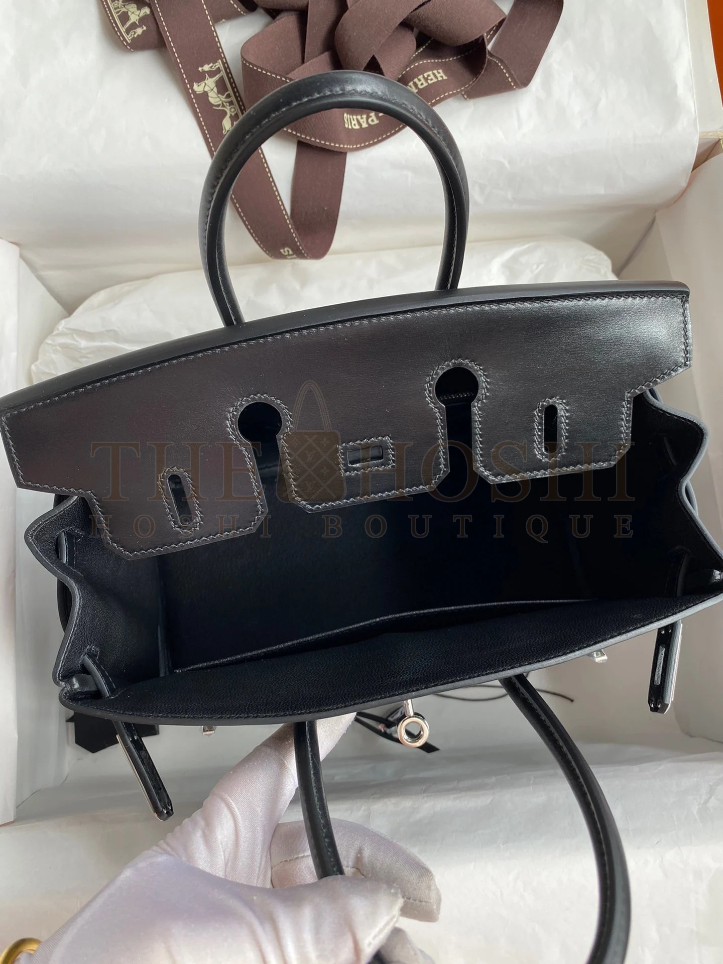 H**me5 Birkin 25 Retourne Handmade Bag In Black Box Calfskin Master Quality