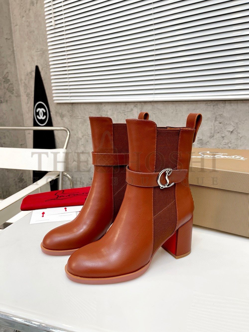 Chr1st1an Louboutin CL Chelsea Ankle Boots 70MM in Brown Leather Master Quality