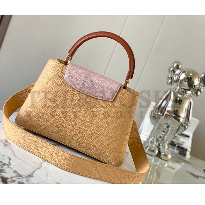 L0vis Vvtt0n LV Women Capucines MM Handbag Beige Brown Taurillon Leather Master Quality