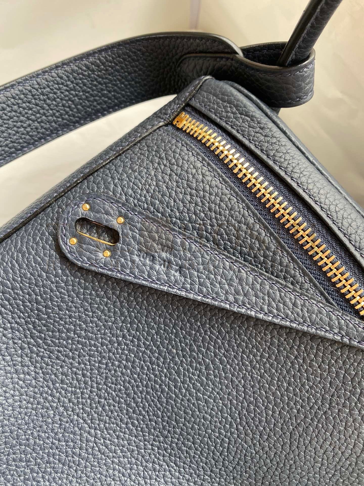 H**me5 Lindy 30 Handmade Bag In Blue Nuit Clemence Leather Master Quality